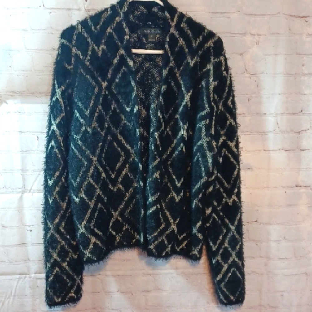 August Silk Chic Black Diamond Pattern   Women's Sweater XL